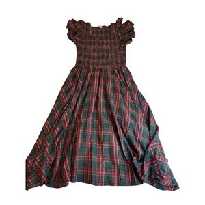 Ivy City Co XL Hattie Smocked Dress Evergreen Plaid Full Circle Midi Smocked